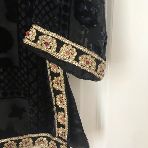 Calypso St. Barth Black and Gold Embellished Top - Picture 4 of 5